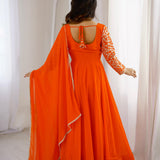 Exclusive Orange Georgette Gown