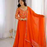 Exclusive Orange Georgette Gown
