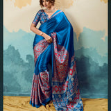 Traditional Pure Satin Ajrakh Saree