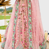 Tissue Fabric Sequins embroidery Semi-Stitched Lehenga