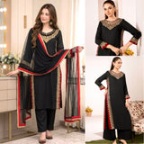 Black Mul Chanderi Straight Suit