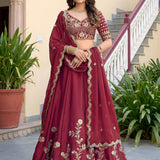 Rich Maroon Embroidered Lehenga Choli