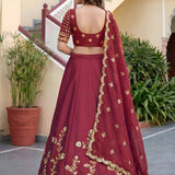 Rich Maroon Embroidered Lehenga Choli