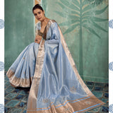 buster Sky Embroidered Saree