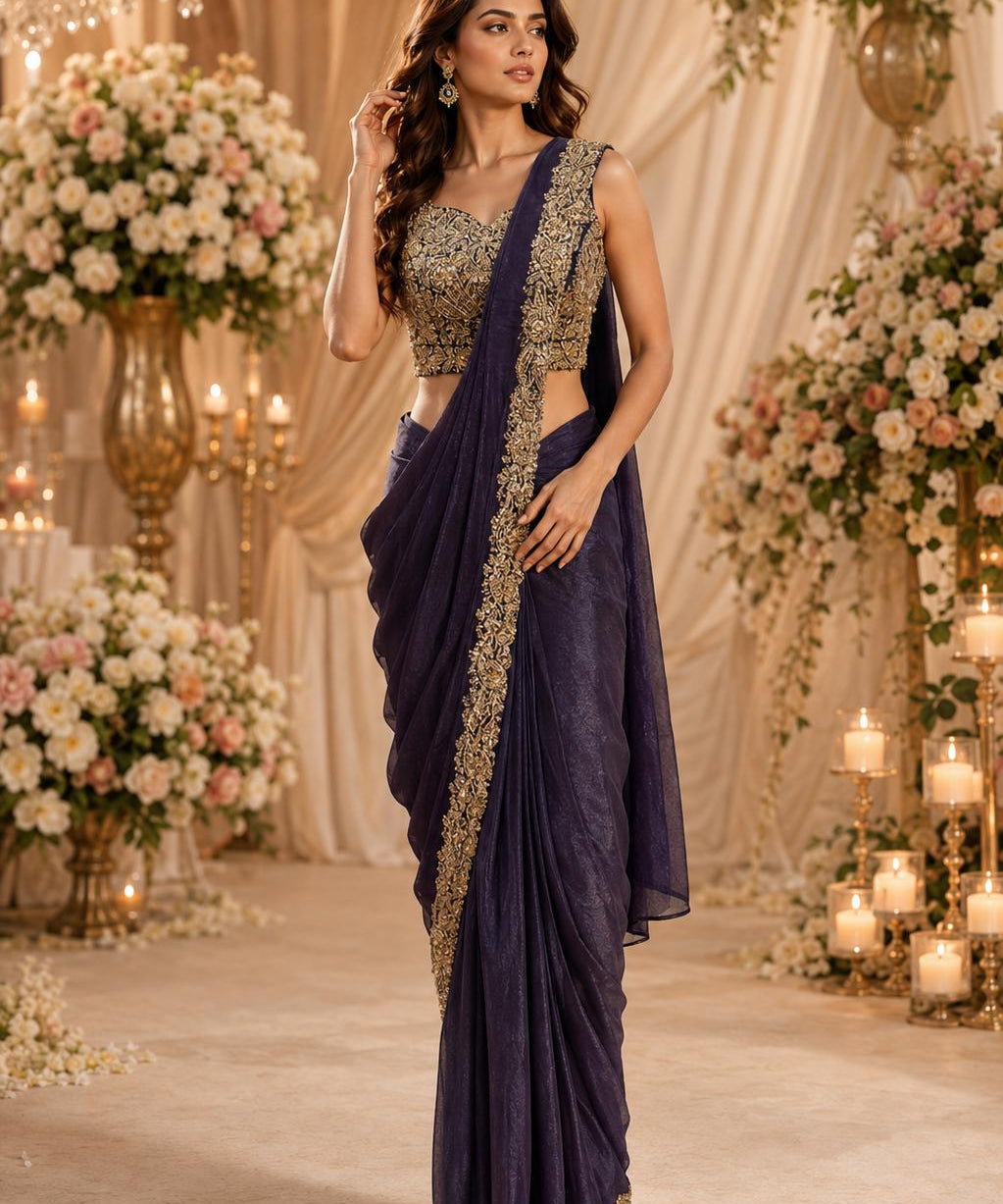 Brighter Jimmy Choo Satin Saree