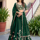 Bottle Green Embroidered Lehenga Choli