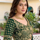Bottle Green Embroidered Lehenga Choli