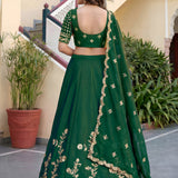 Bottle Green Embroidered Lehenga Choli