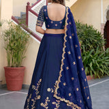 Royal Navy Blue Embroidered Lehenga Choli
