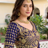 Royal Navy Blue Embroidered Lehenga Choli