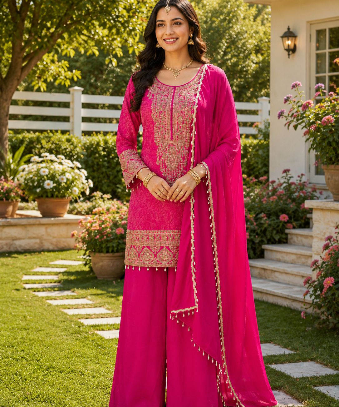 Designer Gerogette Embroidered Suit