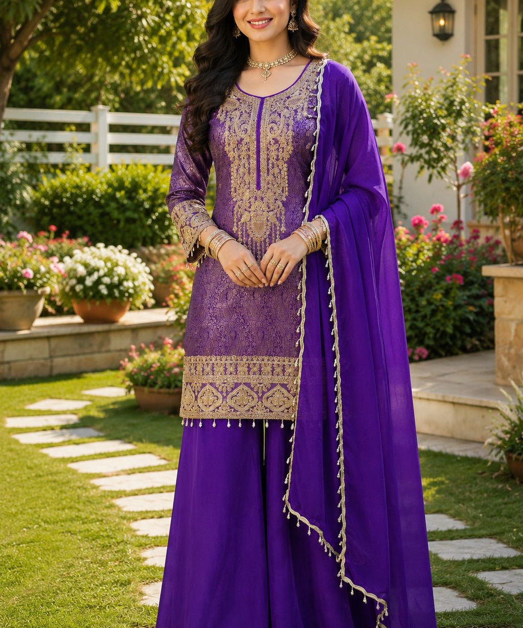 Designer Gerogette Embroidered Suit