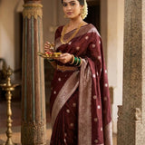 Maroon  Korvi Cotton Silk Saree