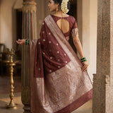 Maroon  Korvi Cotton Silk Saree