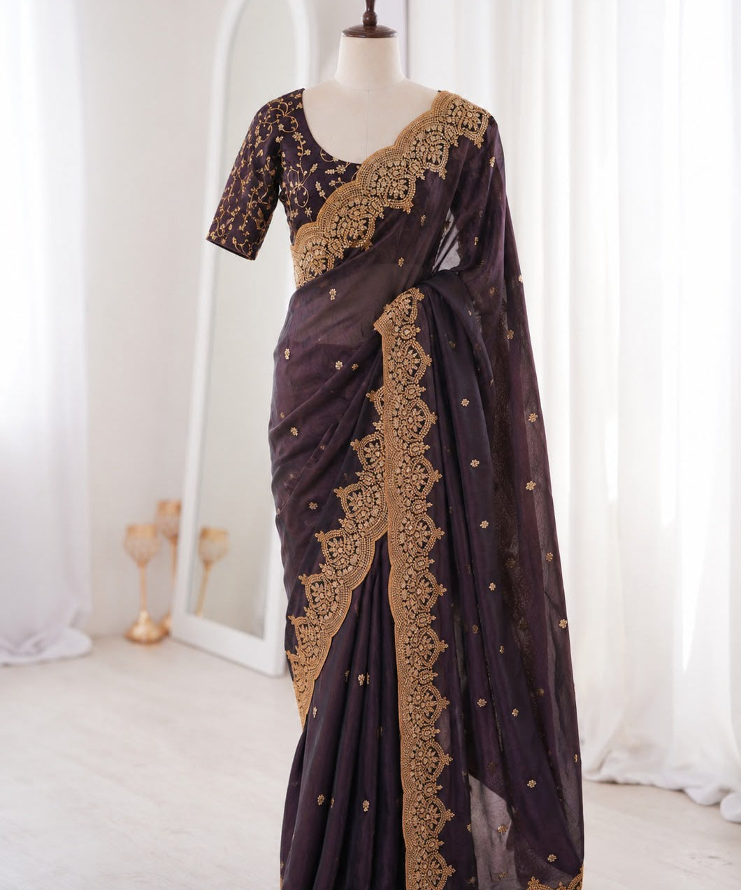 Presenting Designer seqwance embroidery saree