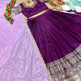 Purple Viscose Tissue Silk  Lehenga