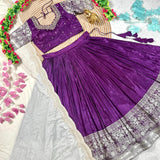 Purple Viscose Tissue Silk  Lehenga