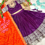 Purple Viscose Tissue Silk  Lehenga