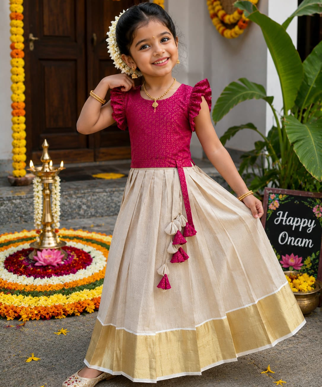 Elegant Kids Kerala Lehenga-Choli