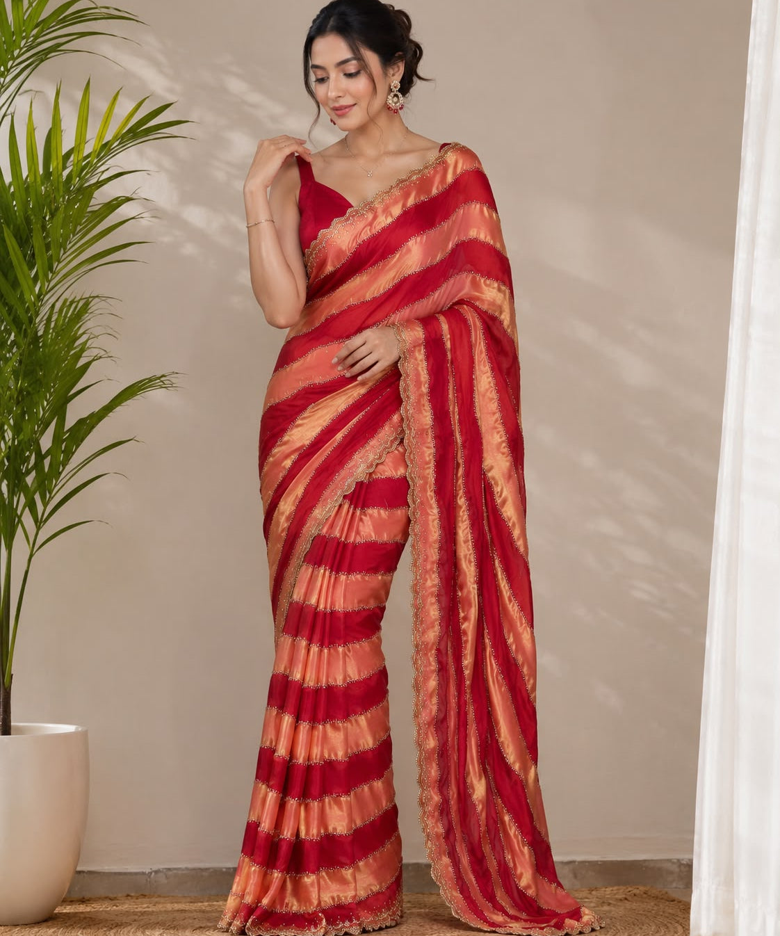 Reddish Beds Fendy Silk Saree