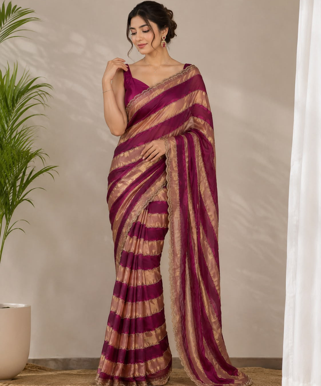 Reddish Beds Fendy Silk Saree