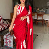 elegance Checkered Viscose Georgette Saree