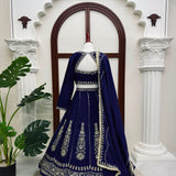 Blue Georgette Bridal Lehenga Choli