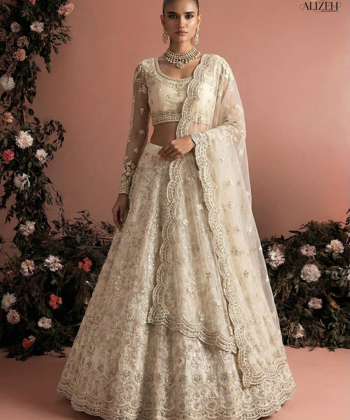 Adorn White Wedding Lehenga