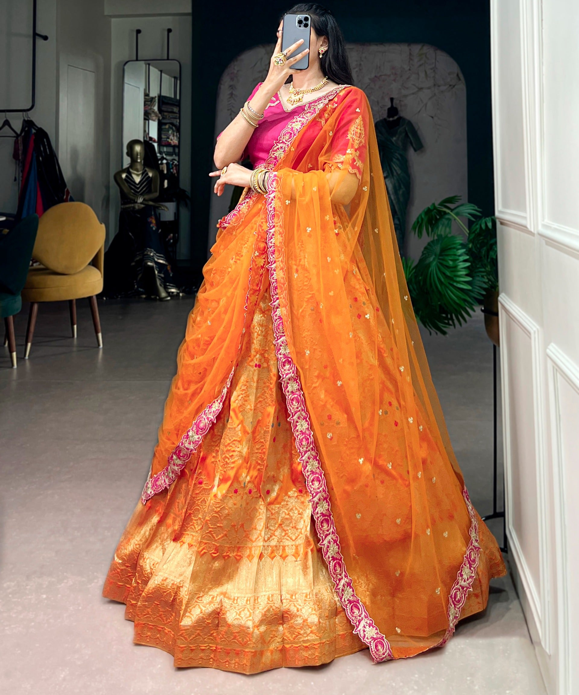 Festive Jacquard Silk Lehenga Choli