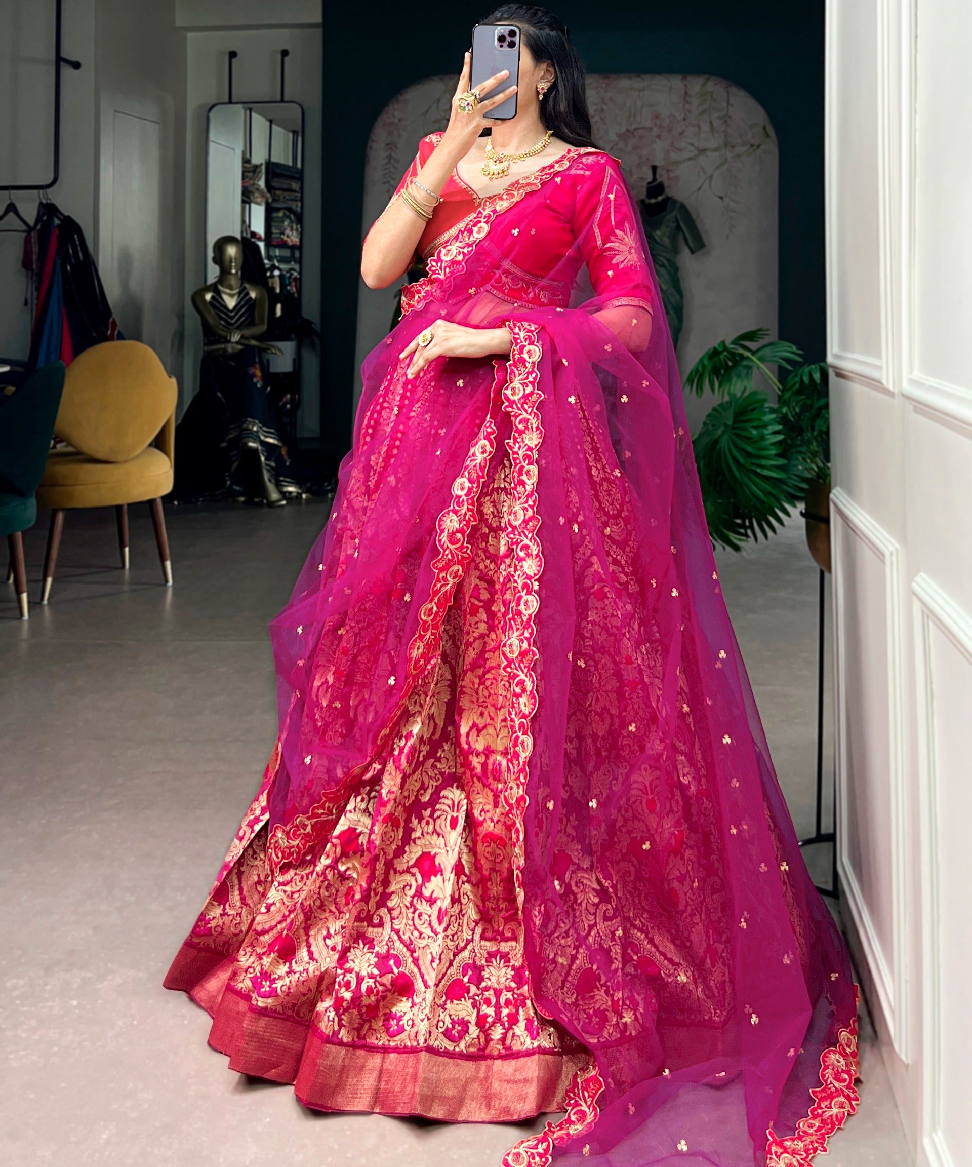 Festive Jacquard Silk Lehenga Choli