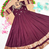Maroon Traditional Premium Silk Gown