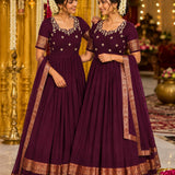 Maroon Traditional Premium Silk Gown