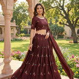 Exclusive Brown Rangoli Silk Lehenga
