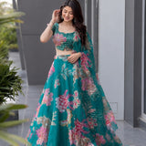 Exclusive Floral Printed Organza Lehenga
