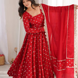 designer Chinon Silk Anarkali Gown