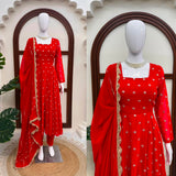 designer Chinon Silk Anarkali Gown