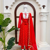 designer Chinon Silk Anarkali Gown