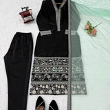 Ethnic Black Straight Suit
