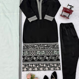 Ethnic Black Straight Suit