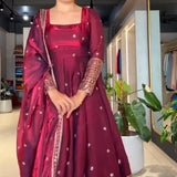 Festive Special Maroon Silk Gown