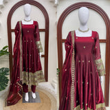 Festive Special Maroon Silk Gown