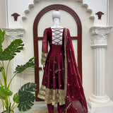 Festive Special Maroon Silk Gown