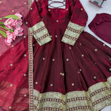 Festive Special Maroon Silk Gown