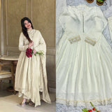 Classic Roman Silk Anarkali Gown