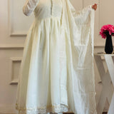 Classic Roman Silk Anarkali Gown