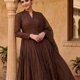 Classic Roman Silk Anarkali Gown
