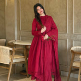 Classic Roman Silk Anarkali Gown