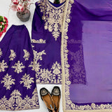 Grand Embroidered Silk Top Plazzo
