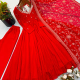 Orange Real Mirror Anarkali Gown