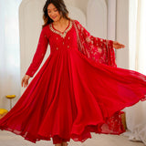 Orange Real Mirror Anarkali Gown